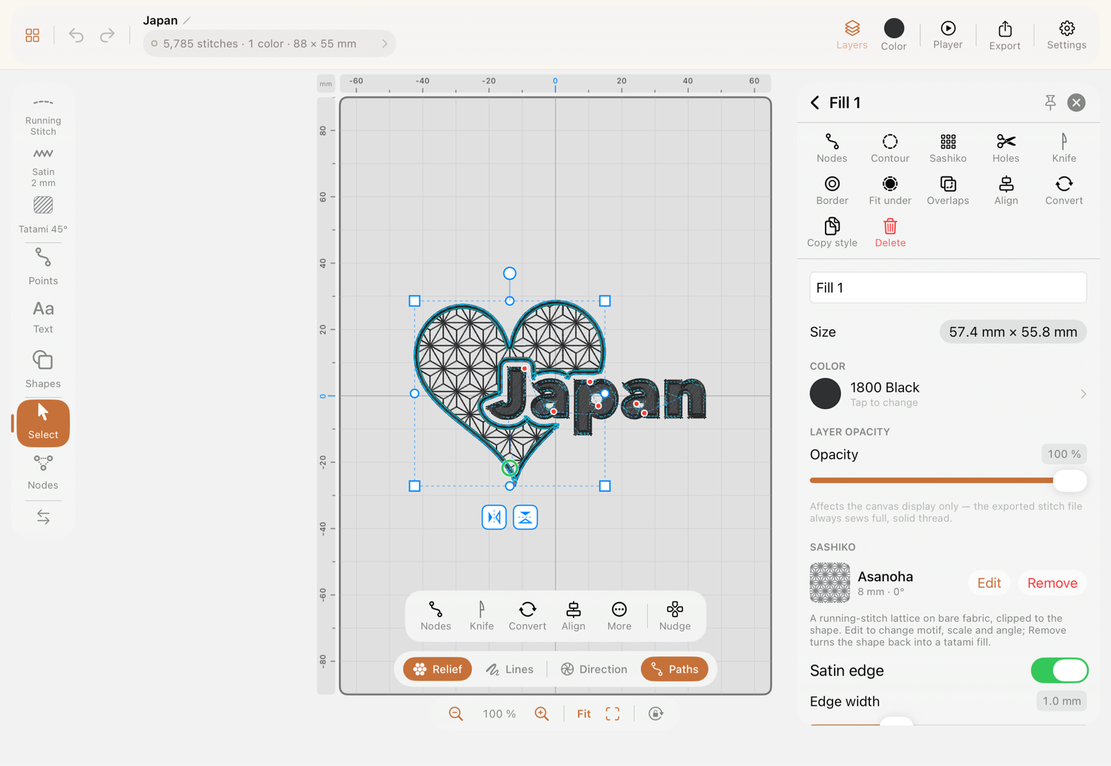 Fill object inspector with a Sashiko summary and Satin edge toggle
